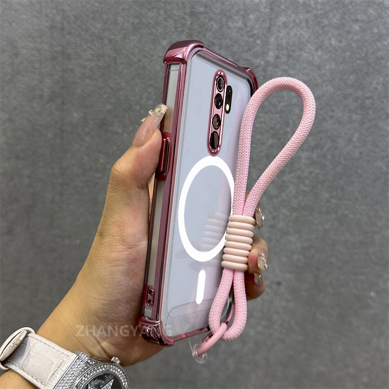 Ốp Lưng Cho OPPO A5 2020 A9 2020 Mạ Điện Chống Rơi Vỏ Điện Thoại Thẩm Mỹ Mới Vòng Hút Từ Tính Thiết Kế Mới Vỏ Mềm Miễn Phí Dây