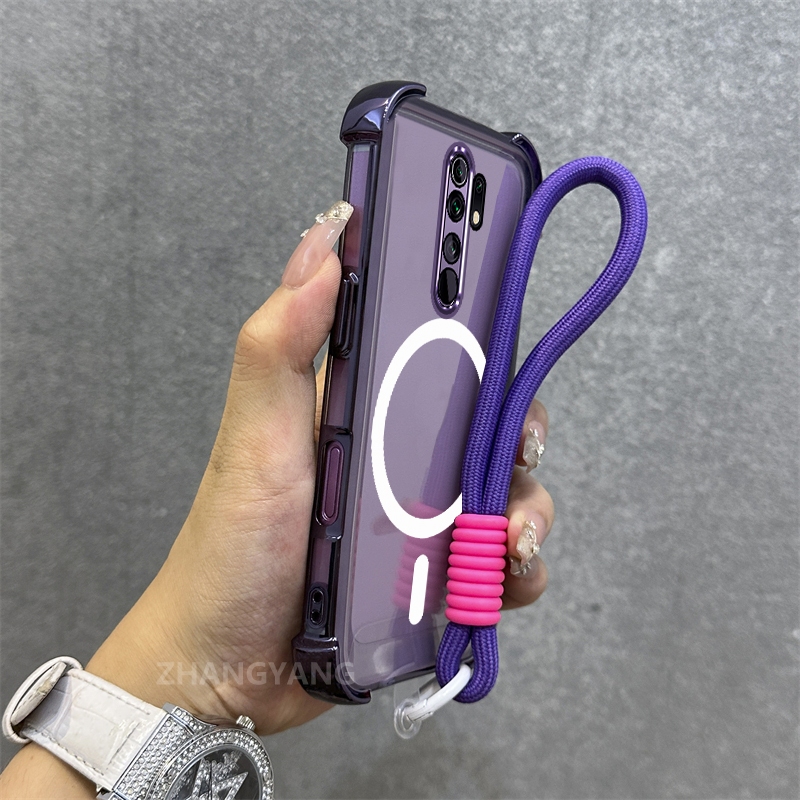 Ốp Lưng Cho OPPO A5 2020 A9 2020 Mạ Điện Chống Rơi Vỏ Điện Thoại Thẩm Mỹ Mới Vòng Hút Từ Tính Thiết Kế Mới Vỏ Mềm Miễn Phí Dây