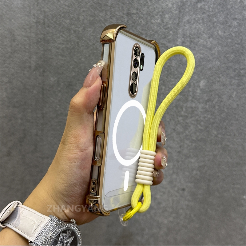 Ốp Lưng Cho OPPO A5 2020 A9 2020 Mạ Điện Chống Rơi Vỏ Điện Thoại Thẩm Mỹ Mới Vòng Hút Từ Tính Thiết Kế Mới Vỏ Mềm Miễn Phí Dây