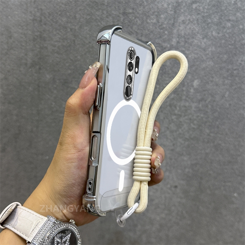 Ốp Lưng Cho OPPO A5 2020 A9 2020 Mạ Điện Chống Rơi Vỏ Điện Thoại Thẩm Mỹ Mới Vòng Hút Từ Tính Thiết Kế Mới Vỏ Mềm Miễn Phí Dây