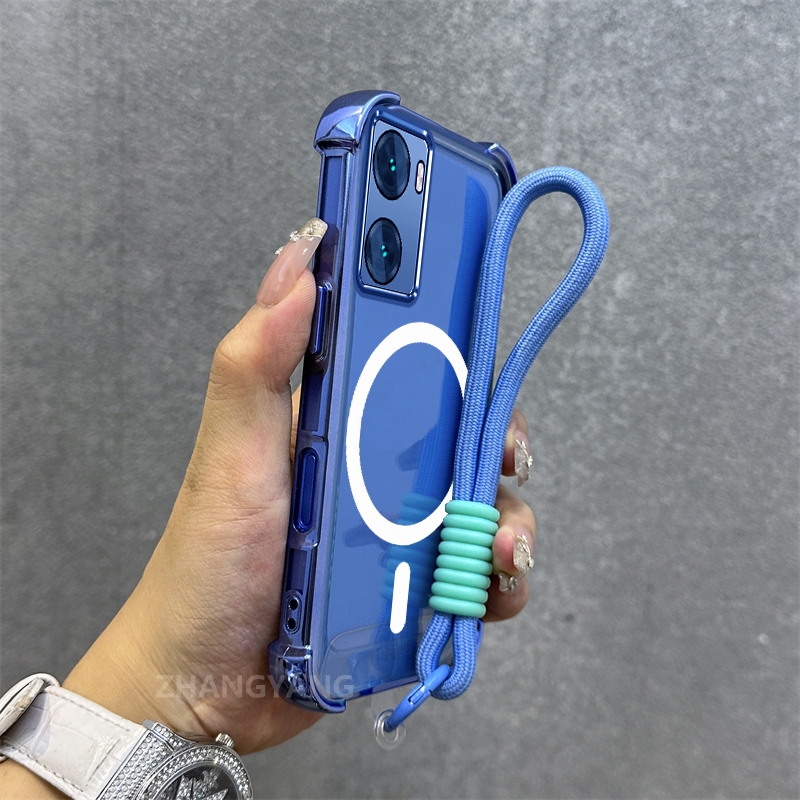 Ốp Lưng Cho OPPO A57 4G 2022 A57 5G 2022 A77 A77s Mạ Điện Chống Rơi Vỏ Điện Thoại Thẩm Mỹ Mới Vòng Hút Từ Tính Thiết Kế Mới Vỏ Mềm Miễn Phí Dây