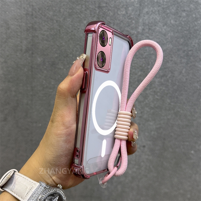 Ốp Lưng Cho OPPO A57 4G 2022 A57 5G 2022 A77 A77s Mạ Điện Chống Rơi Vỏ Điện Thoại Thẩm Mỹ Mới Vòng Hút Từ Tính Thiết Kế Mới Vỏ Mềm Miễn Phí Dây