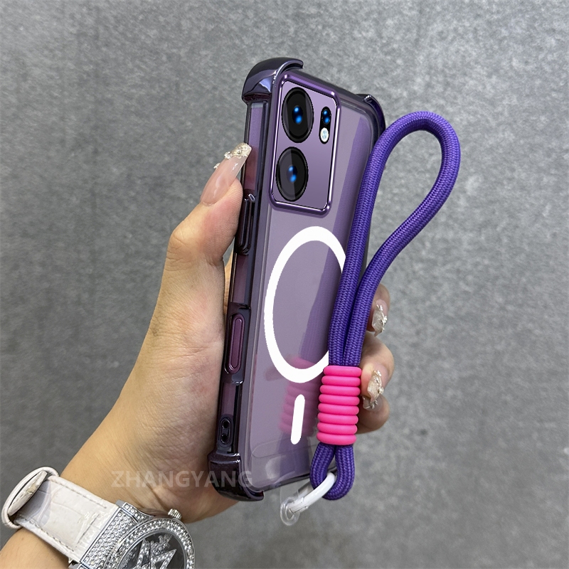 Ốp Lưng Cho OPPO Reno 13F 5G Mạ Điện Chống Rơi Vỏ Điện Thoại Thẩm Mỹ Mới Vòng Hút Từ Tính Thiết Kế Mới Vỏ Mềm Miễn Phí Dây
