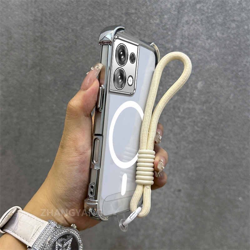 Ốp Lưng Cho OPPO Reno 9 5G Reno 9 Pro 5G Mạ Điện Chống Rơi Vỏ Điện Thoại Thẩm Mỹ Mới Vòng Hút Từ Tính Thiết Kế Mới Vỏ Mềm Miễn Phí Dây