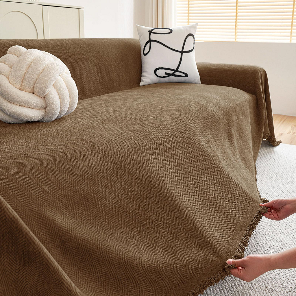 Vỏ bọc ghế sofa Chenille chống trượt sang trọng nhẹ kiểu Pháp, Chăn sofa mềm có thể giặt đa năng, Vỏ sofa 2 và 3 chỗ