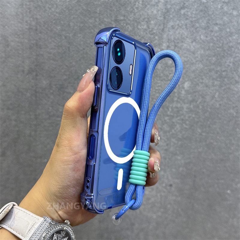 Ốp Lưng Cho Realme C55 Mạ Điện Chống Rơi Vỏ Điện Thoại Thẩm Mỹ Mới Vòng Hút Từ Tính Thiết Kế Mới Vỏ Mềm Miễn Phí Dây