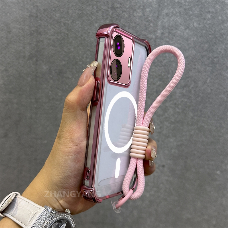 Ốp Lưng Cho Realme C55 Mạ Điện Chống Rơi Vỏ Điện Thoại Thẩm Mỹ Mới Vòng Hút Từ Tính Thiết Kế Mới Vỏ Mềm Miễn Phí Dây