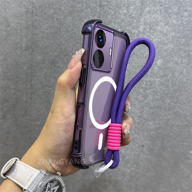 Ốp Lưng Cho Realme C55 Mạ Điện Chống Rơi Vỏ Điện Thoại Thẩm Mỹ Mới Vòng Hút Từ Tính Thiết Kế Mới Vỏ Mềm Miễn Phí Dây