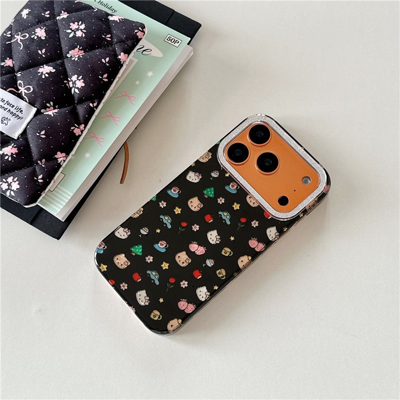 IPhone 17 Pro max 16 Pro max Họa tiết mèo anh đào PU materia IMD quá trình in hai lớp Vỏ điện thoại