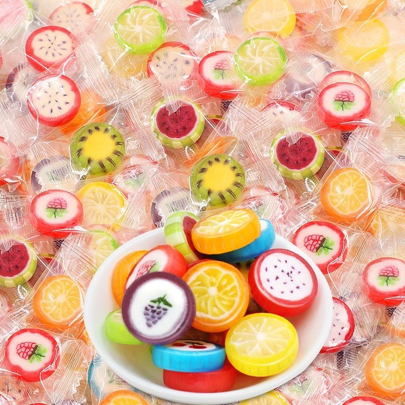 1000g Kẹo Trái Cây Cắt Lát Nhiều Hương Vị Hỗn Hợp Kẹo Dễ Thương Thường Ngày Đóng Gói Riêng