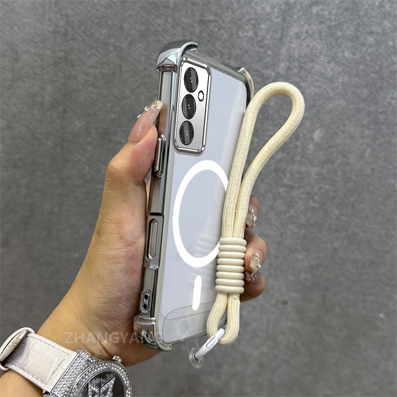 Ốp Lưng Dành Cho Samsung A16 A17 Mạ Điện Chống Rơi Vỏ Điện Thoại Thẩm Mỹ Mới Vòng Hút Từ Tính Thiết Kế Mới Vỏ Mềm Miễn Phí Dây