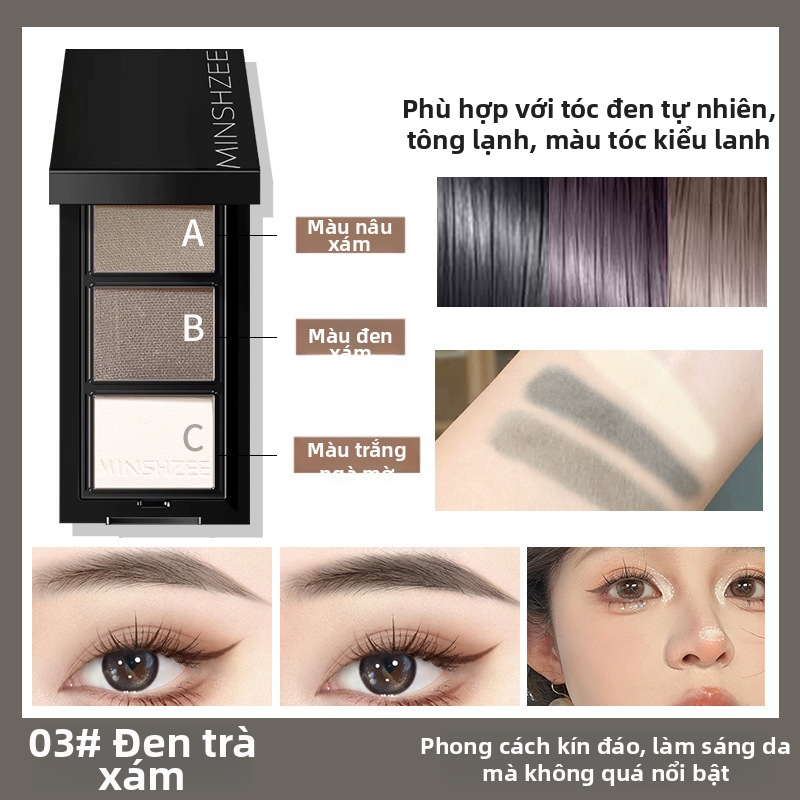 Bút chì kẻ mày ba màu chống thấm mồ hôi chống phai màu Chống nhòe Lông mày một dòng