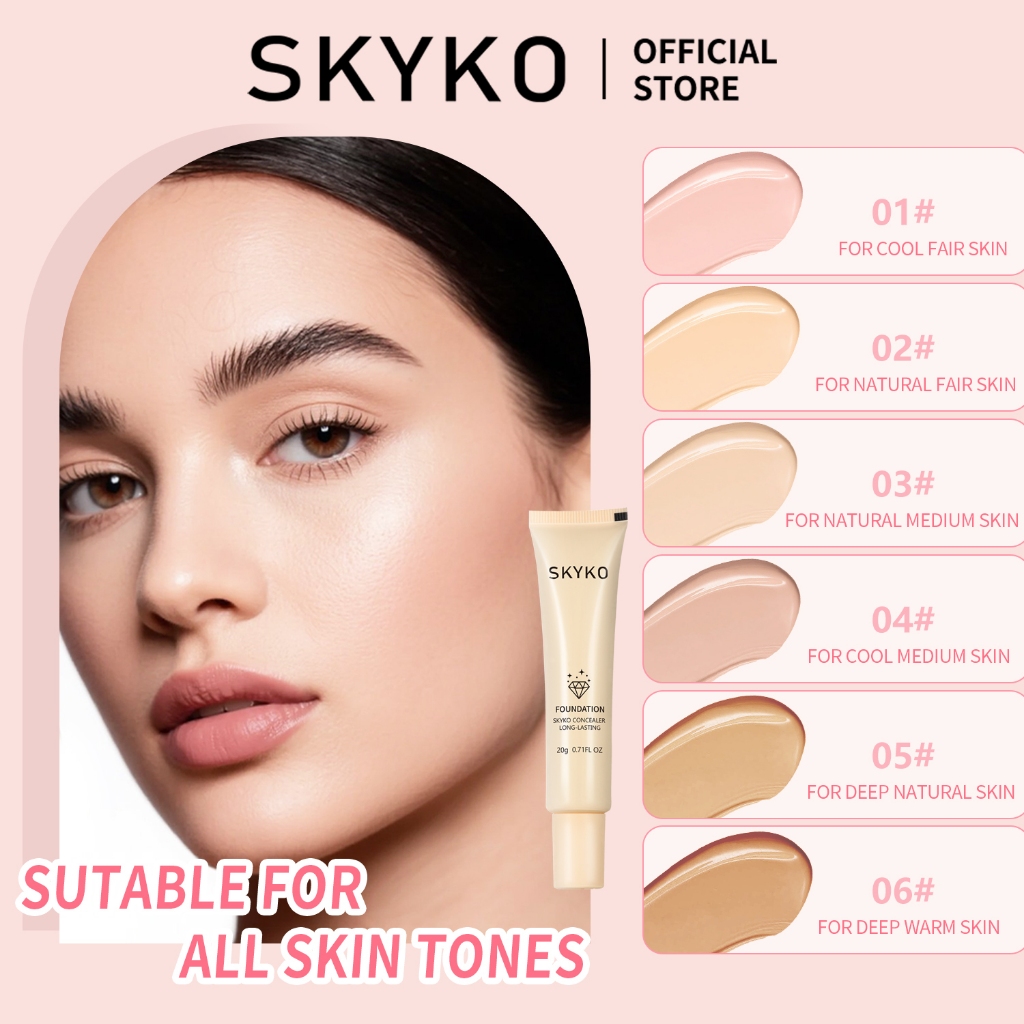 SKYKO Matte Foundation Full Cover Foundation Chống thấm nước lâu dài 20g 6 màu