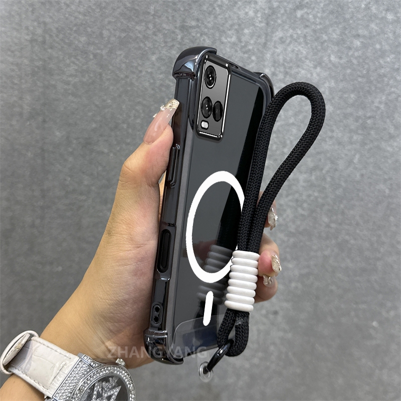Ốp Lưng Cho VIVO Y21 Y21s Y21a Y21t Y33s 4G Mạ Điện Chống Rơi Vỏ Điện Thoại Thẩm Mỹ Mới Vòng Hút Từ Tính Thiết Kế Mới Vỏ Mềm Miễn Phí Dây