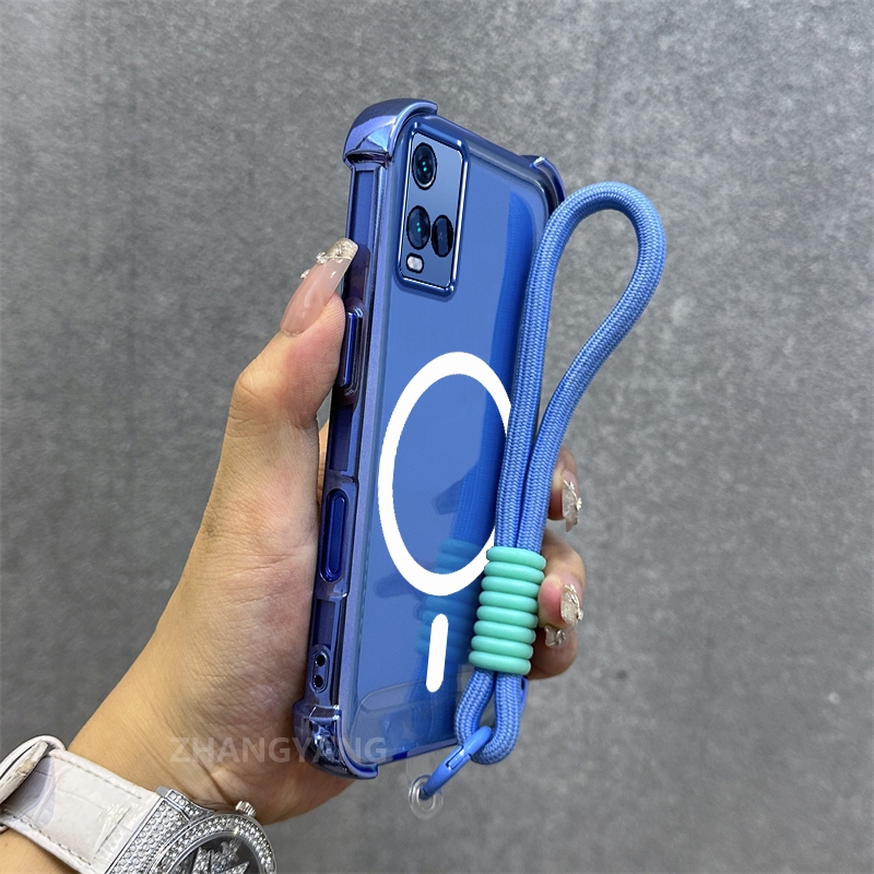 Ốp Lưng Cho VIVO Y21 Y21s Y21a Y21t Y33s 4G Mạ Điện Chống Rơi Vỏ Điện Thoại Thẩm Mỹ Mới Vòng Hút Từ Tính Thiết Kế Mới Vỏ Mềm Miễn Phí Dây