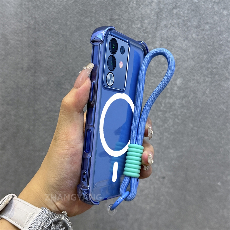 Ốp Lưng Dành Cho vivo Y29 4G Mạ Điện Chống Rơi Vỏ Điện Thoại Thẩm Mỹ Mới Vòng Hút Từ Tính Thiết Kế Mới Vỏ Mềm Miễn Phí Dây