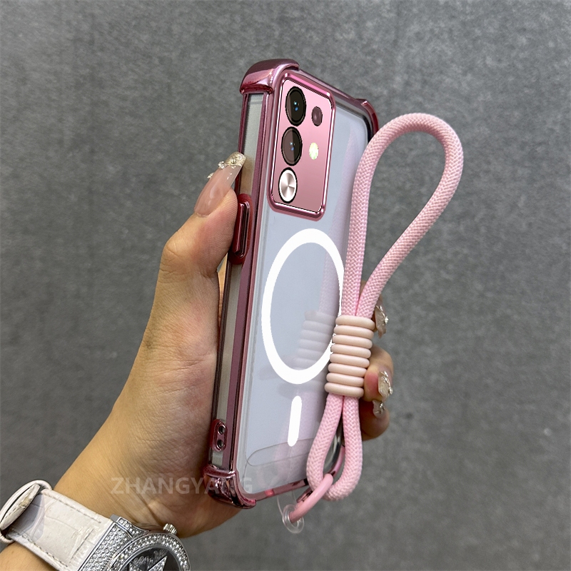 Ốp Lưng Dành Cho vivo Y29 4G Mạ Điện Chống Rơi Vỏ Điện Thoại Thẩm Mỹ Mới Vòng Hút Từ Tính Thiết Kế Mới Vỏ Mềm Miễn Phí Dây