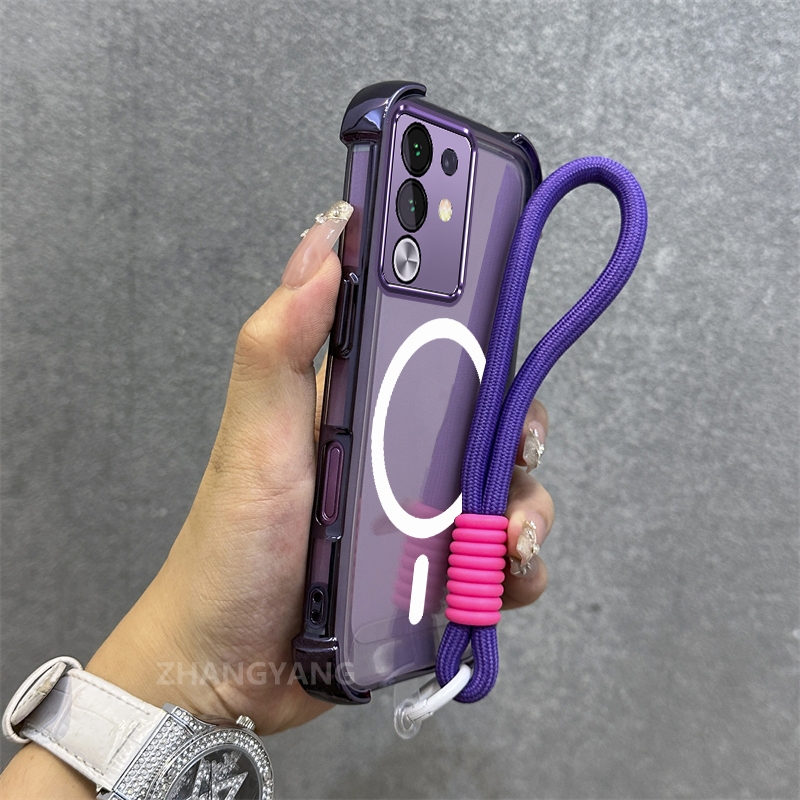 Ốp Lưng Dành Cho vivo Y29 4G Mạ Điện Chống Rơi Vỏ Điện Thoại Thẩm Mỹ Mới Vòng Hút Từ Tính Thiết Kế Mới Vỏ Mềm Miễn Phí Dây