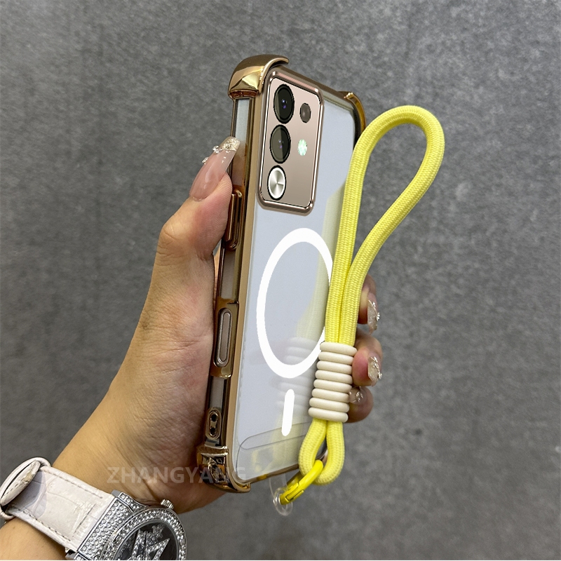 Ốp Lưng Dành Cho vivo Y29 4G Mạ Điện Chống Rơi Vỏ Điện Thoại Thẩm Mỹ Mới Vòng Hút Từ Tính Thiết Kế Mới Vỏ Mềm Miễn Phí Dây
