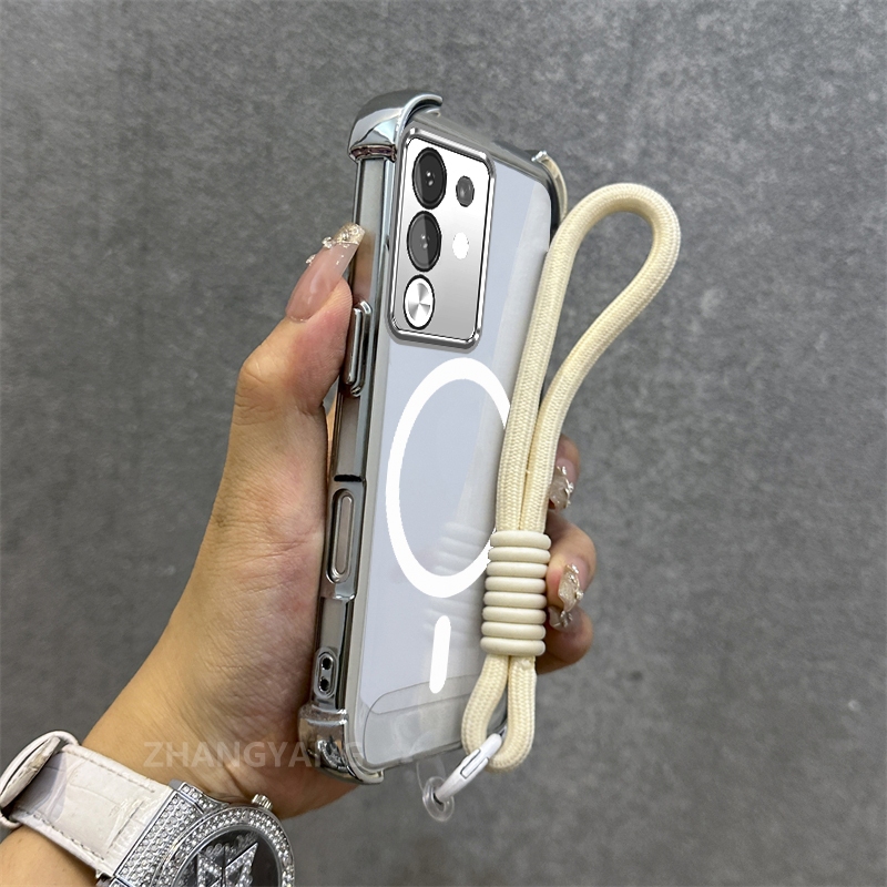 Ốp Lưng Dành Cho vivo Y29 4G Mạ Điện Chống Rơi Vỏ Điện Thoại Thẩm Mỹ Mới Vòng Hút Từ Tính Thiết Kế Mới Vỏ Mềm Miễn Phí Dây