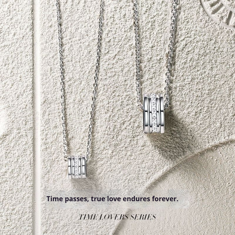 FANCIME Thời Trang Hạt Gỗ Phù Hợp Với Vòng Cổ Cặp Đôi Bạc Sterling Quà Tặng Sinh Nhật Ngày Lễ Tình Nhân Cho Nữ / Nam