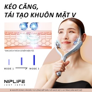 Máy mát-xa mặt NIPLIFE FM-02 có chức năng làm săn chắc da thông minh chống lão hóa Ultra RF/EMS