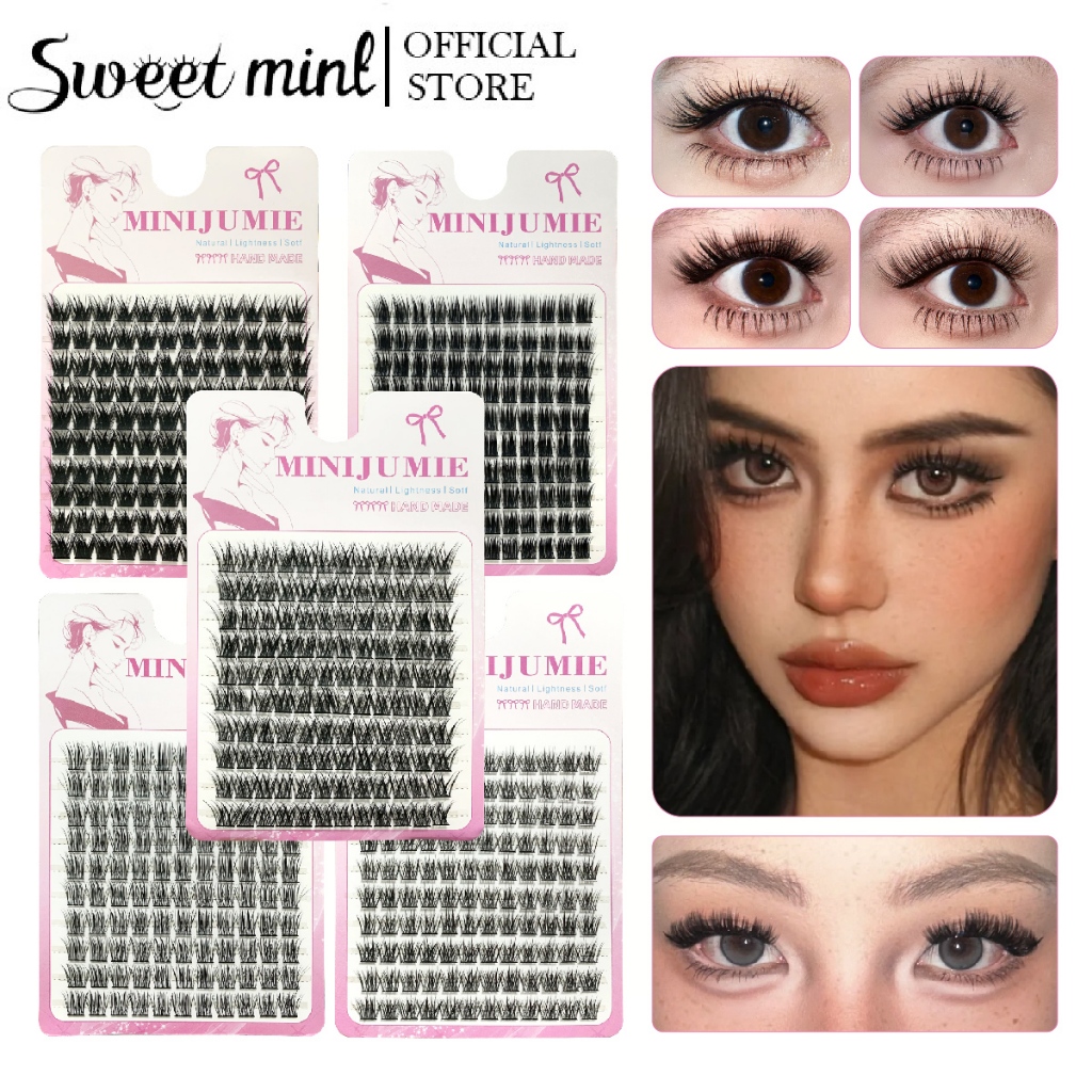 Lông mi giả minijumie 3D Cụm tự nhiên 10 hàng sợi riêng biệt Nhiều kiểu để lựa chọn