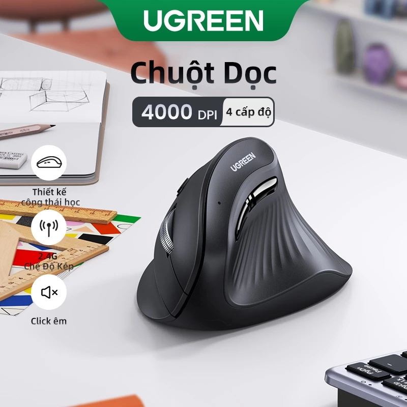 Hình ảnh Chuột Không Dây UGREEN Công Thái Học Dọc 4000 DPI