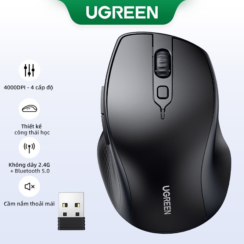 New in Sale Ugreen Chuột không dây 2.4 G 4000DPI Bluetooth 5.0 Cong thái học chuột 5 nút cho Laptop Macbook PC | BigBuy360 - bigbuy360.vn