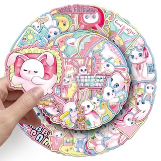 Bộ 50 Kawaii PUFF Thỏ Hoạt Hình Dán Laptop Điện Thoại Sổ Lưu Niệm Trang Trí Miếng Dán Đồ Chơi Trẻ Em