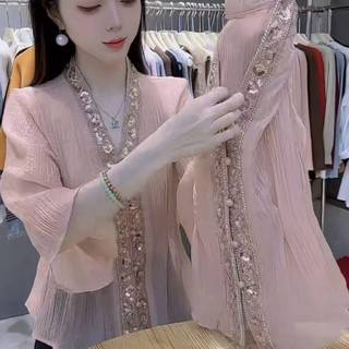Áo sơ mi dài tay cổ chữ V dáng rộng, style Hàn Quốc