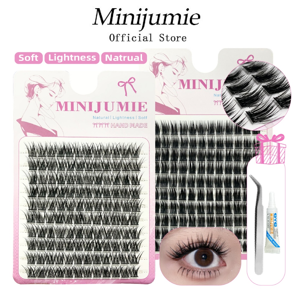 Mi cụm Minijumie 3D/5D, mi giả cụm tự nhiên,mi trên-mi cụm dưới (Tặng 1 keo nhíp cho 1 đơn hàng)