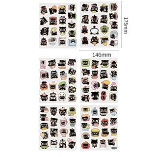 102 Chiếc Q Phiên Bản Dễ Thương Mèo Đen Miếng Dán Hoạt Hình Graffiti Hành Lý Chống Thấm Nước Trang Trí Miếng Dán