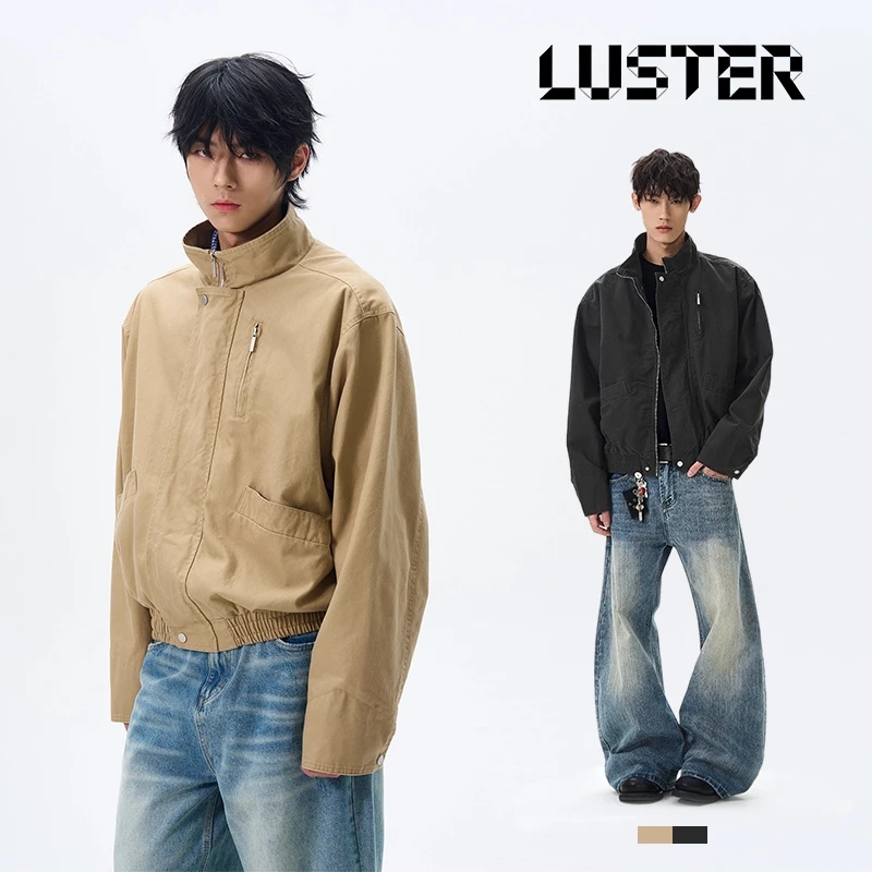 Áo khoác bomber nam cổ đứng kiểu cổ điển Mỹ bay ngắn kiểu boxy kaki unisex jacket công sở barnfit áo khoác nam boy phố áo khoác nam mùa đông — ảnh 1