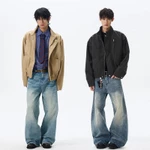 Áo khoác bomber nam cổ đứng kiểu cổ điển Mỹ bay ngắn kiểu boxy kaki unisex jacket công sở barnfit áo khoác nam boy phố áo khoác nam mùa đông — ảnh 7