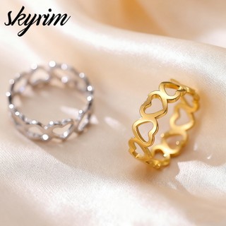 SKYRIM Nhẫn Trái Tim Rỗng Thép Không Gỉ Lãng Mạn Thường Ngày Cưới Đính Hôn Nhẫn Trang Sức Ngày Valentine Cho Các Cặp Vợ Chồng