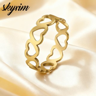 SKYRIM Nhẫn Trái Tim Rỗng Thép Không Gỉ Lãng Mạn Thường Ngày Cưới Đính Hôn Nhẫn Trang Sức Ngày Valentine Cho Các Cặp Vợ Chồng