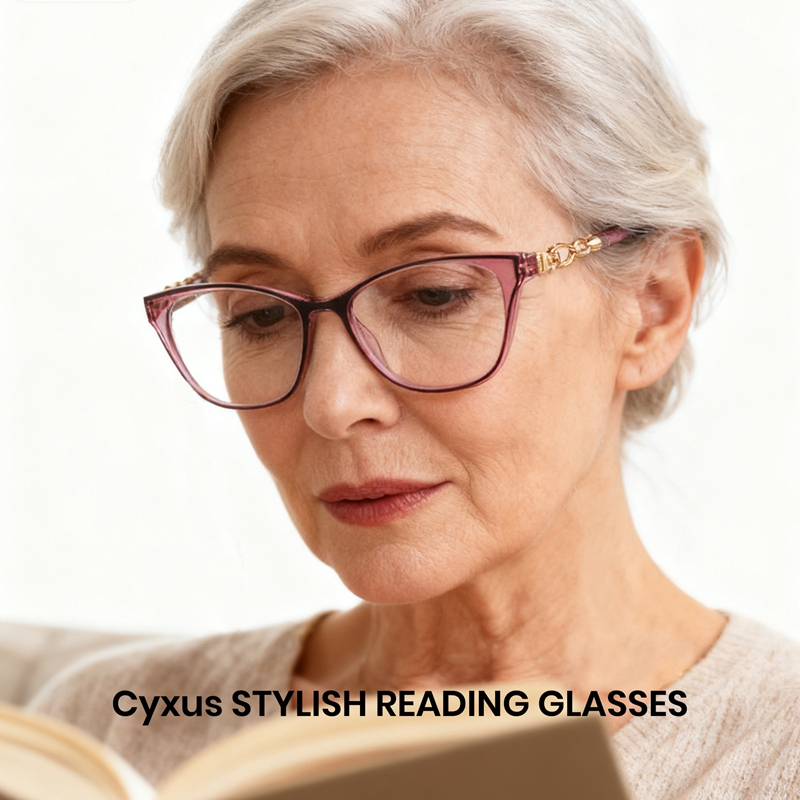 Cyxus Kính Chống Ánh Sáng Xanh Lọc UV Giảm Mỏi Mắt Gọng Mắt Mèo Kim Loại Thời Trang Nam Nữ Độ Cận 100 Đến 350 2046
