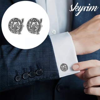 Khuy măng séc Thánh Benedikt thép không gỉ - Talisman bảo vệ dành cho nam