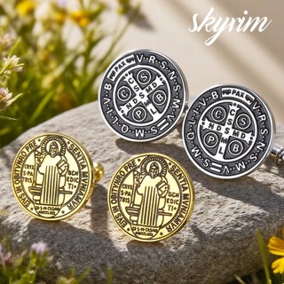 Khuy măng séc Thánh Benedikt thép không gỉ - Talisman bảo vệ dành cho nam
