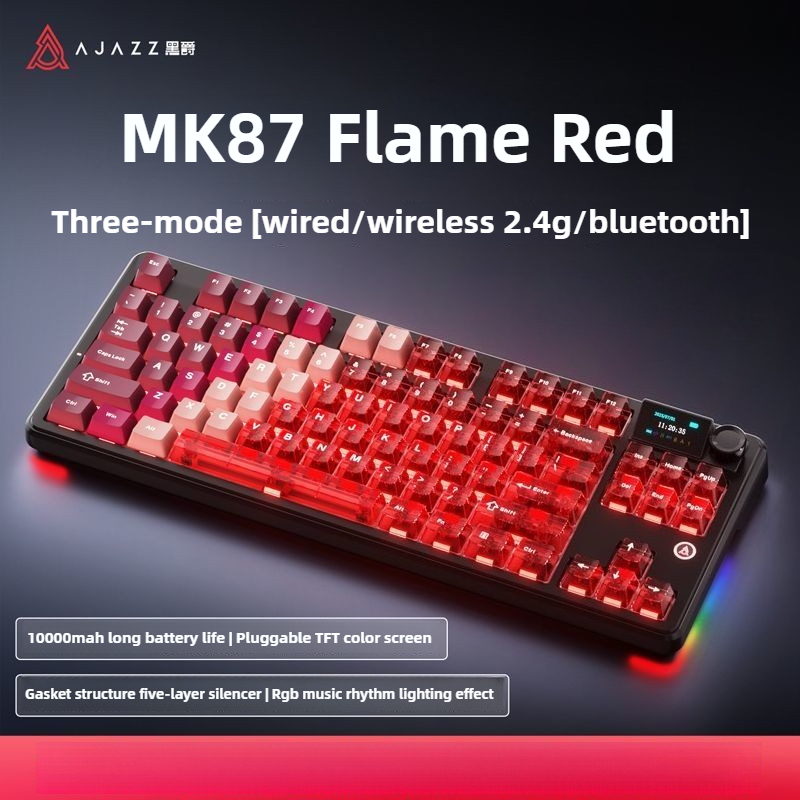 AJAZZ MK87 Tri-mode Mechanical Keyboard Wireless RGB Light TFT Display ...