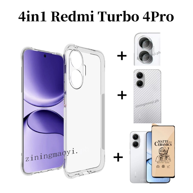 Ốp Điện Thoại Chống Sốc Trong Suốt 4in1 Redmi Turbo 4 4Pro Cho Redmi Turbo 4 Poco F7 X7 Pro A3 A5 A4 Kính Cường Lực Và Ống Kính Phim Mặt Sau