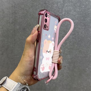 Ốp Lưng Cho Samsung NOTE 20 Mạ Điện Chống Rơi Vỏ Điện Thoại Thẩm Mỹ Mới Mèo Dễ Thương Thiết Kế Mới Điện Thoại Mềm Mại Miễn Phí Treo Dây