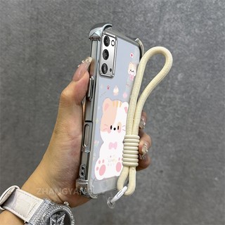 Ốp Lưng Cho Samsung NOTE 20 Mạ Điện Chống Rơi Vỏ Điện Thoại Thẩm Mỹ Mới Mèo Dễ Thương Thiết Kế Mới Điện Thoại Mềm Mại Miễn Phí Treo Dây