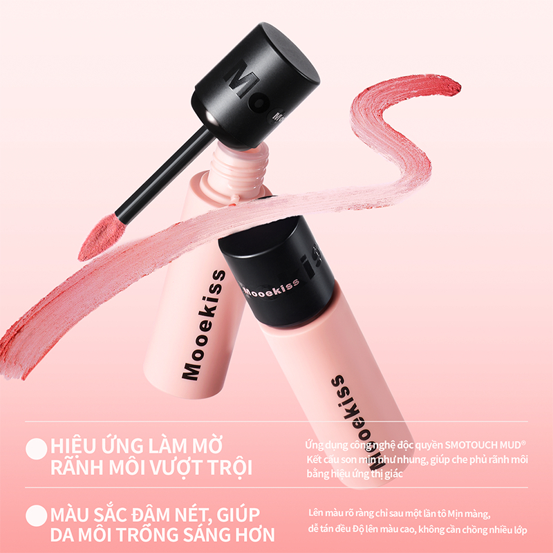 [LIVE Combo 3gx2] Combo 2 Son Mooekiss Velvet Lip Mud  Lì Mịn, Lên Màu Chuẩn, Giữ Màu Lâu, Tiết Kiệm 3gx2
