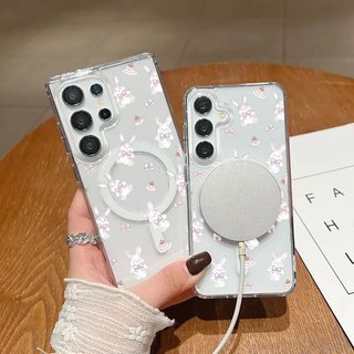 Ốp điện thoại chống sốc họa tiết bánh thỏ S23Ultra có thể so sánh cho Samsung s20fe S21 S21PLUS S22 S23 S24 Vỏ siêu chống sốc S25 Plus S25ultra