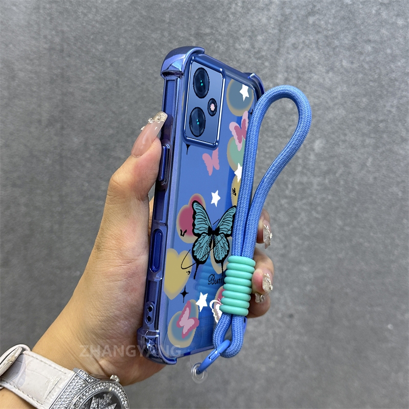 Ốp Lưng Cho OPPO A3X A3 Vỏ Điện Thoại Chống Rơi Mạ Điện Thời Trang Họa Tiết Bướm Thiết Kế Cao Cấp Vỏ Mềm Miễn Phí Treo Dây
