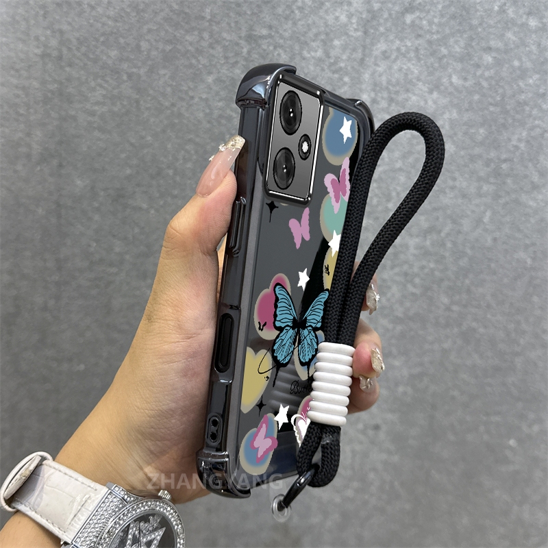 Ốp Lưng Cho OPPO A3X A3 Vỏ Điện Thoại Chống Rơi Mạ Điện Thời Trang Họa Tiết Bướm Thiết Kế Cao Cấp Vỏ Mềm Miễn Phí Treo Dây