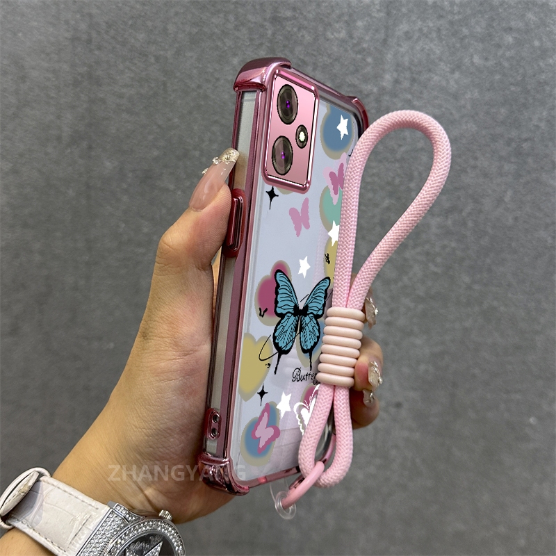Ốp Lưng Cho OPPO A3X A3 Vỏ Điện Thoại Chống Rơi Mạ Điện Thời Trang Họa Tiết Bướm Thiết Kế Cao Cấp Vỏ Mềm Miễn Phí Treo Dây