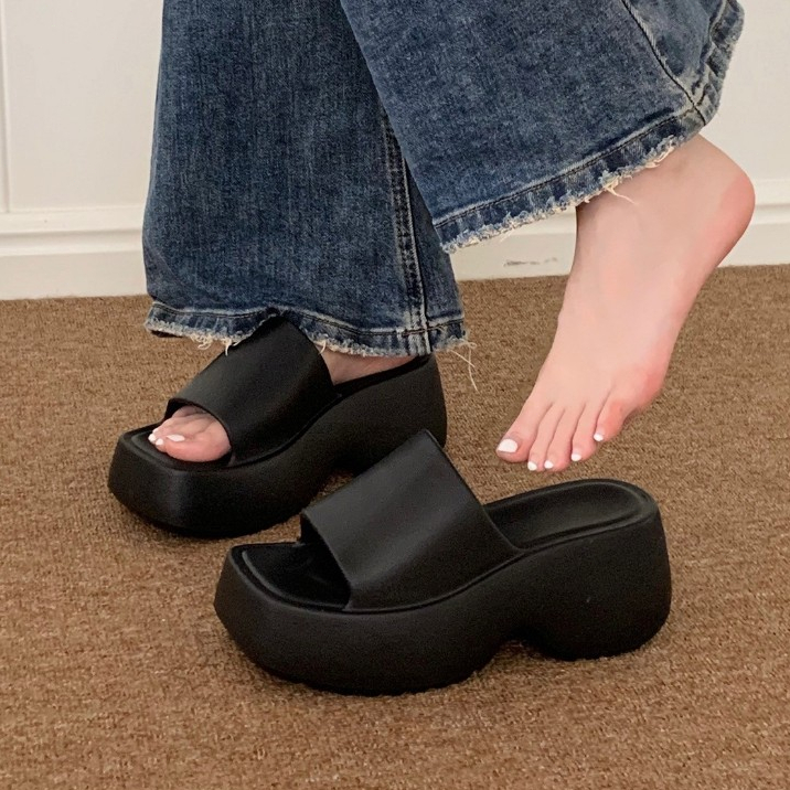 XIXITIAO Dép Nêm Gót Dày Đế Cao 8cm Nữ Kỳ Nghỉ Ngoài Mặc Đi Biển